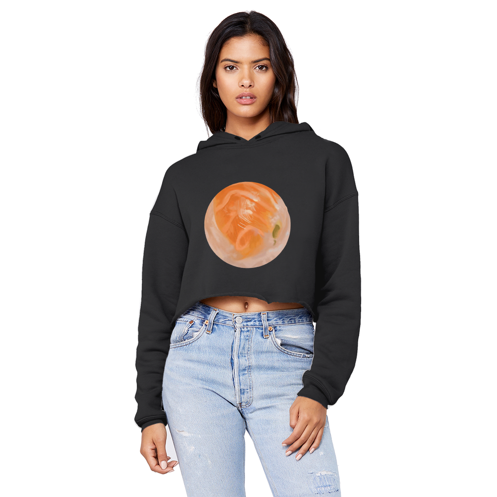 Sushi Unisex Cropped Raw Edge Boyfriend Hoodie in various colors, showcasing its stylish design and relaxed fit.