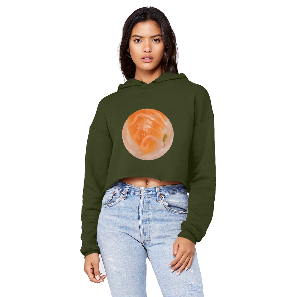 Sushi Unisex Cropped Raw Edge Boyfriend Hoodie in various colors, showcasing its stylish design and relaxed fit.