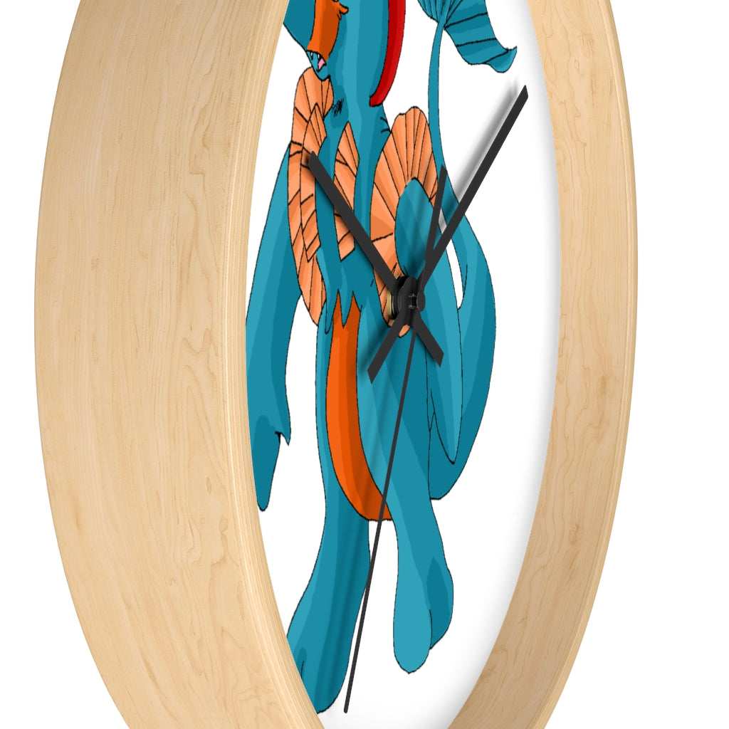 Swark Wall Clock featuring a wooden frame and plexiglass face, designed for indoor use with a silent mechanism.