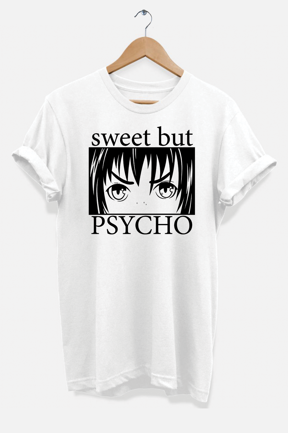 A stylish Sweet But Psycho T-Shirt made from soft ring-spun cotton, featuring a bold design suitable for unisex wear.
