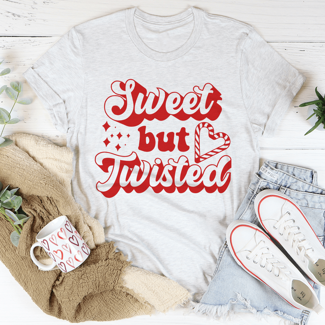 Sweet But Twisted Tee featuring a festive design, made from 100% soft cotton, perfect for holiday celebrations.