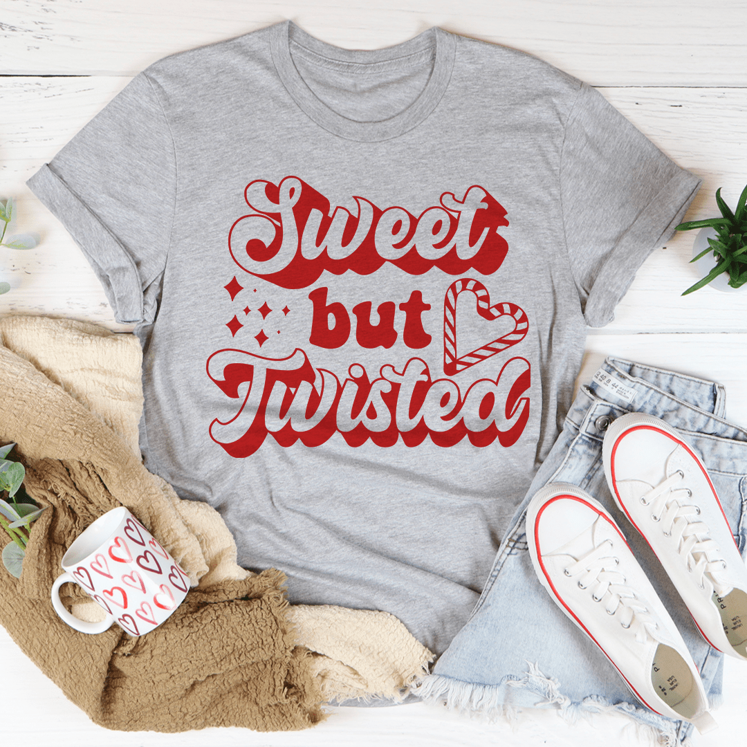 Sweet But Twisted Tee featuring a festive design, made from 100% soft cotton, perfect for holiday celebrations.