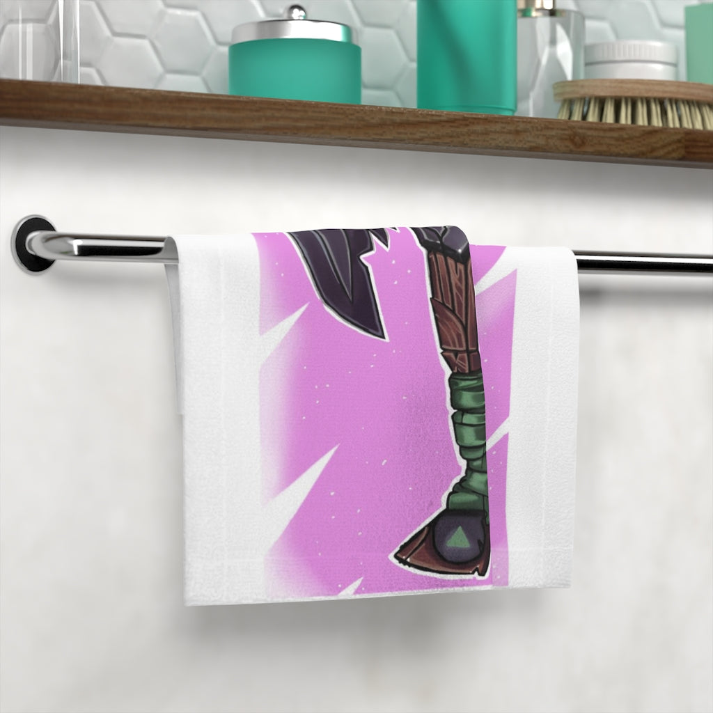 Sword Axe Face Towel featuring a customizable polyester front and soft cotton back, ideal for vibrant prints and everyday use.