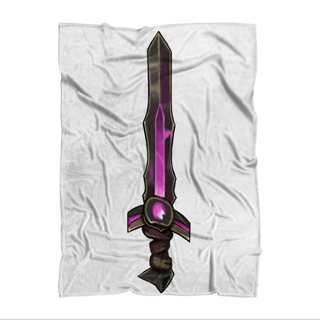 Sword Sublimation Throw Blanket featuring a vibrant sword design on soft polar fleece fabric, perfect for cozying up.