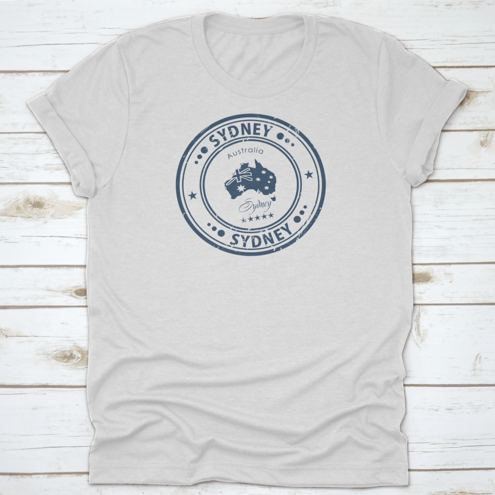 Sydney City Australia Vintage Logo Stamp featuring a detailed map of Sydney, showcasing iconic landmarks and cultural elements.