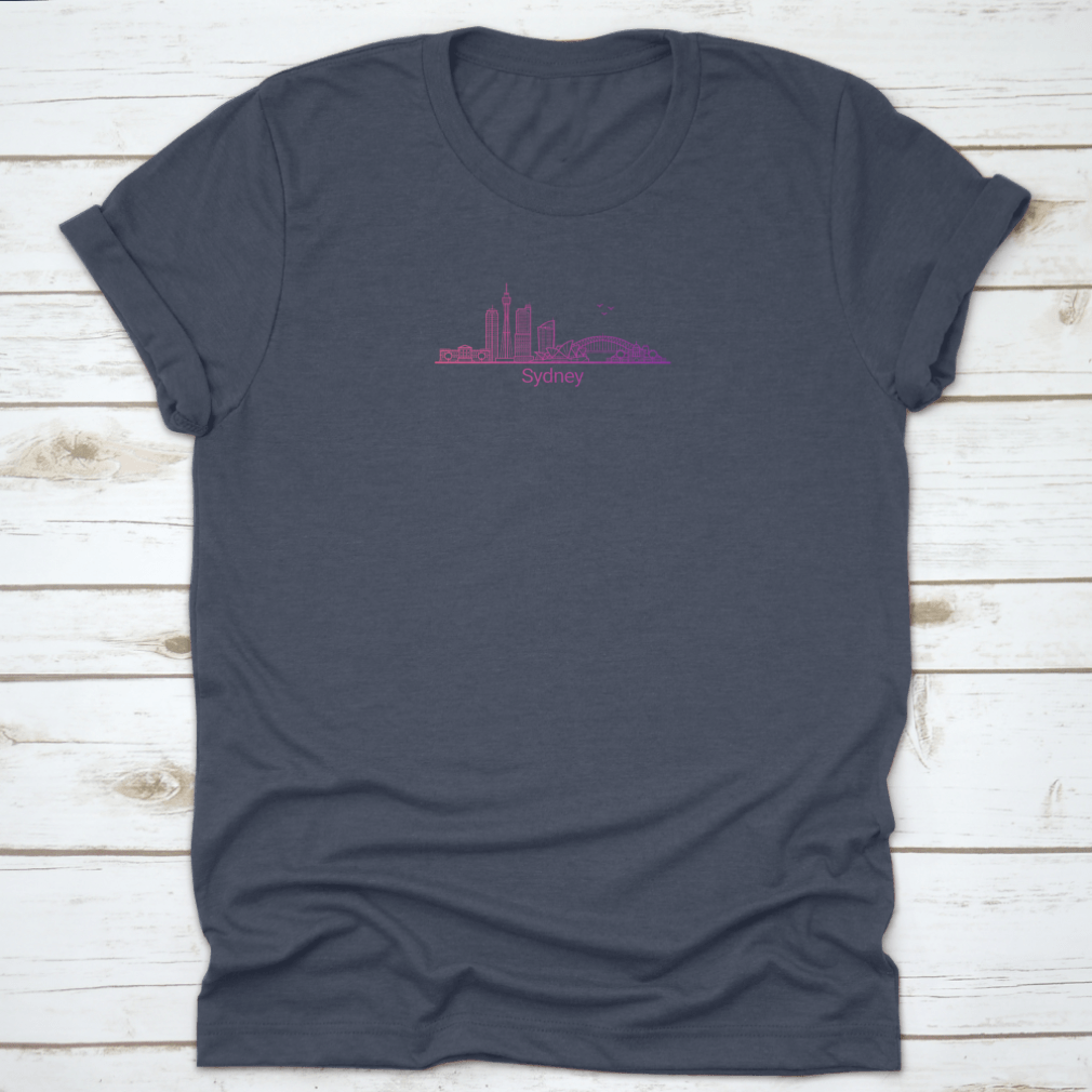 A vibrant gradient line art design featuring iconic Sydney buildings against a stylish background.