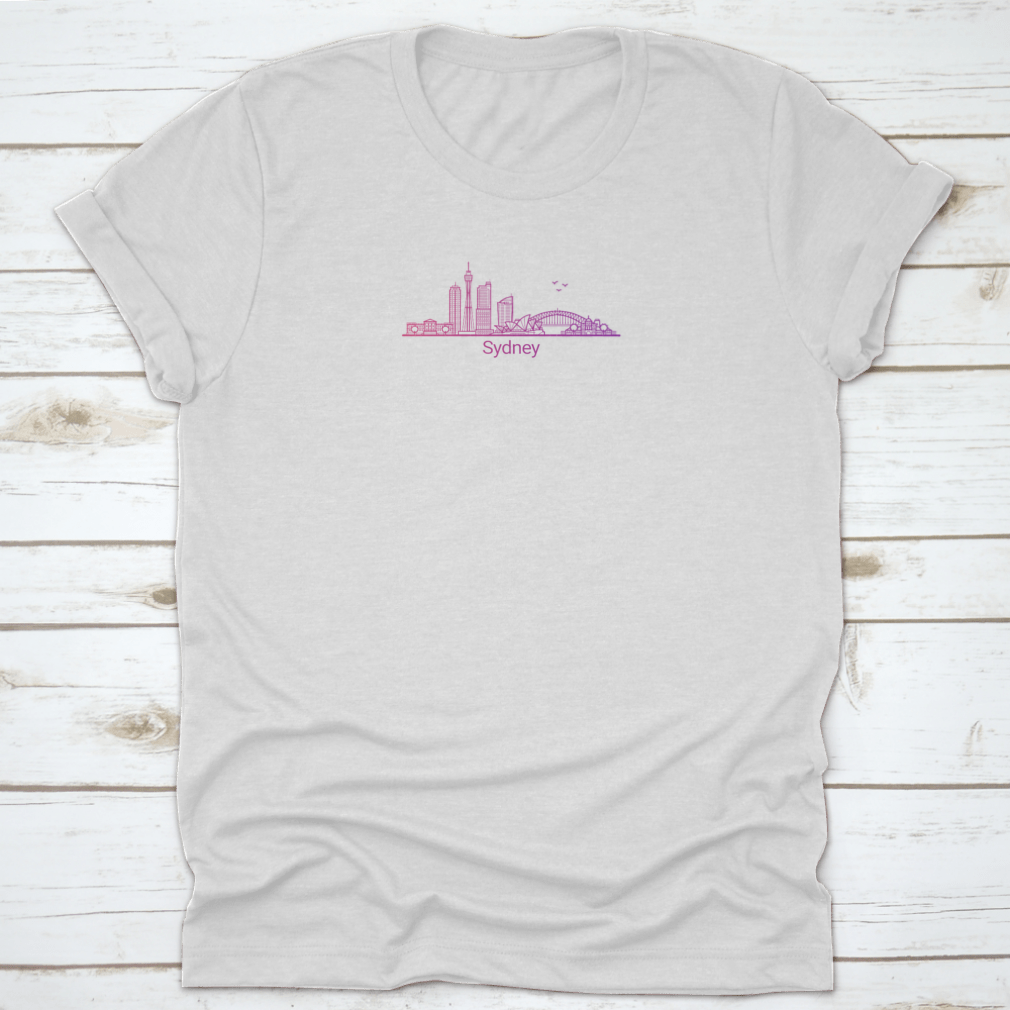 A vibrant gradient line art design featuring iconic Sydney buildings against a stylish background.