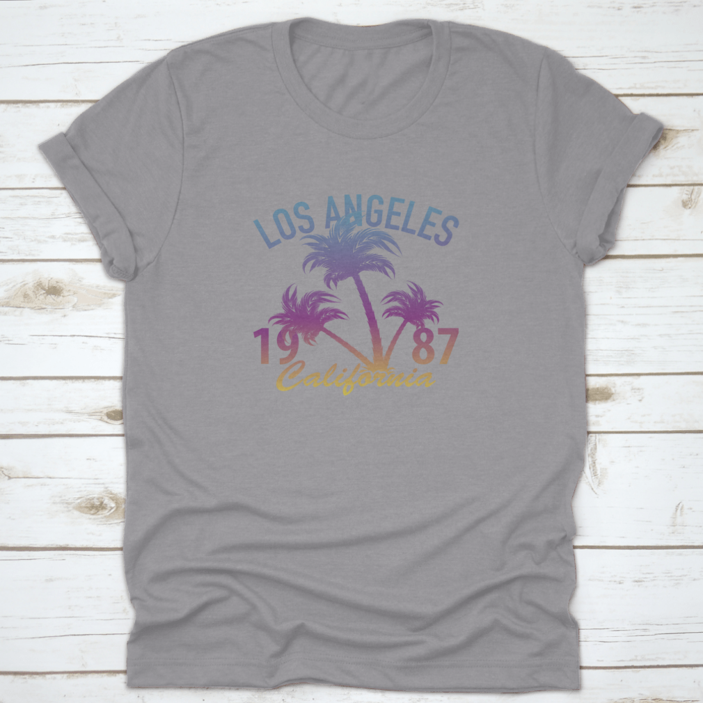 Los Angeles California Summer T-Shirt featuring vibrant graphics and a classic fit, made from 100% cotton for comfort.