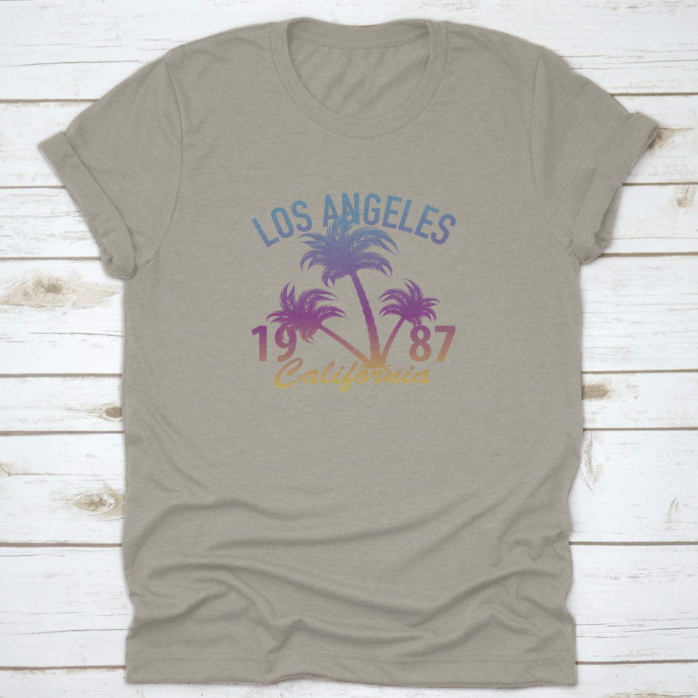 Los Angeles California Summer T-Shirt featuring vibrant graphics and a classic fit, made from 100% cotton for comfort.