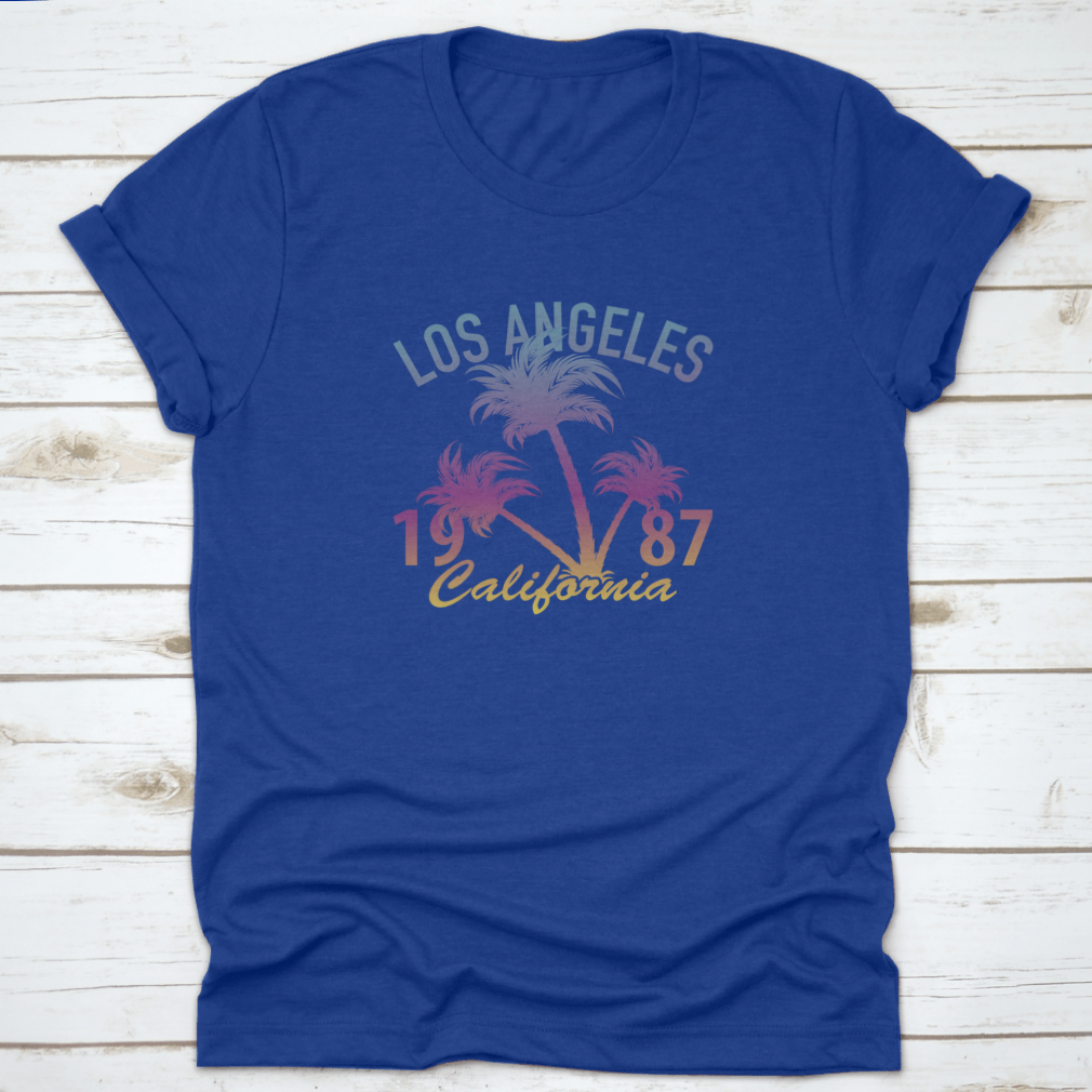 Los Angeles California Summer T-Shirt featuring vibrant graphics and a classic fit, made from 100% cotton for comfort.