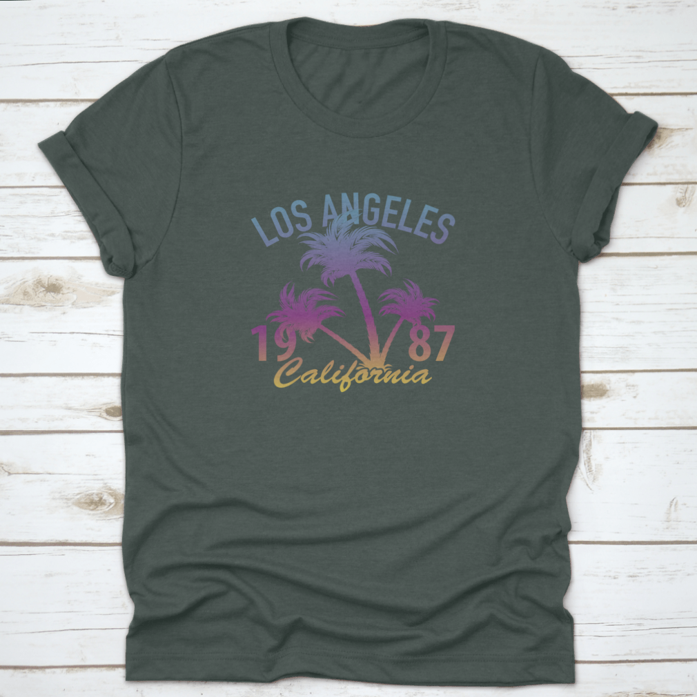 Los Angeles California Summer T-Shirt featuring vibrant graphics and a classic fit, made from 100% cotton for comfort.