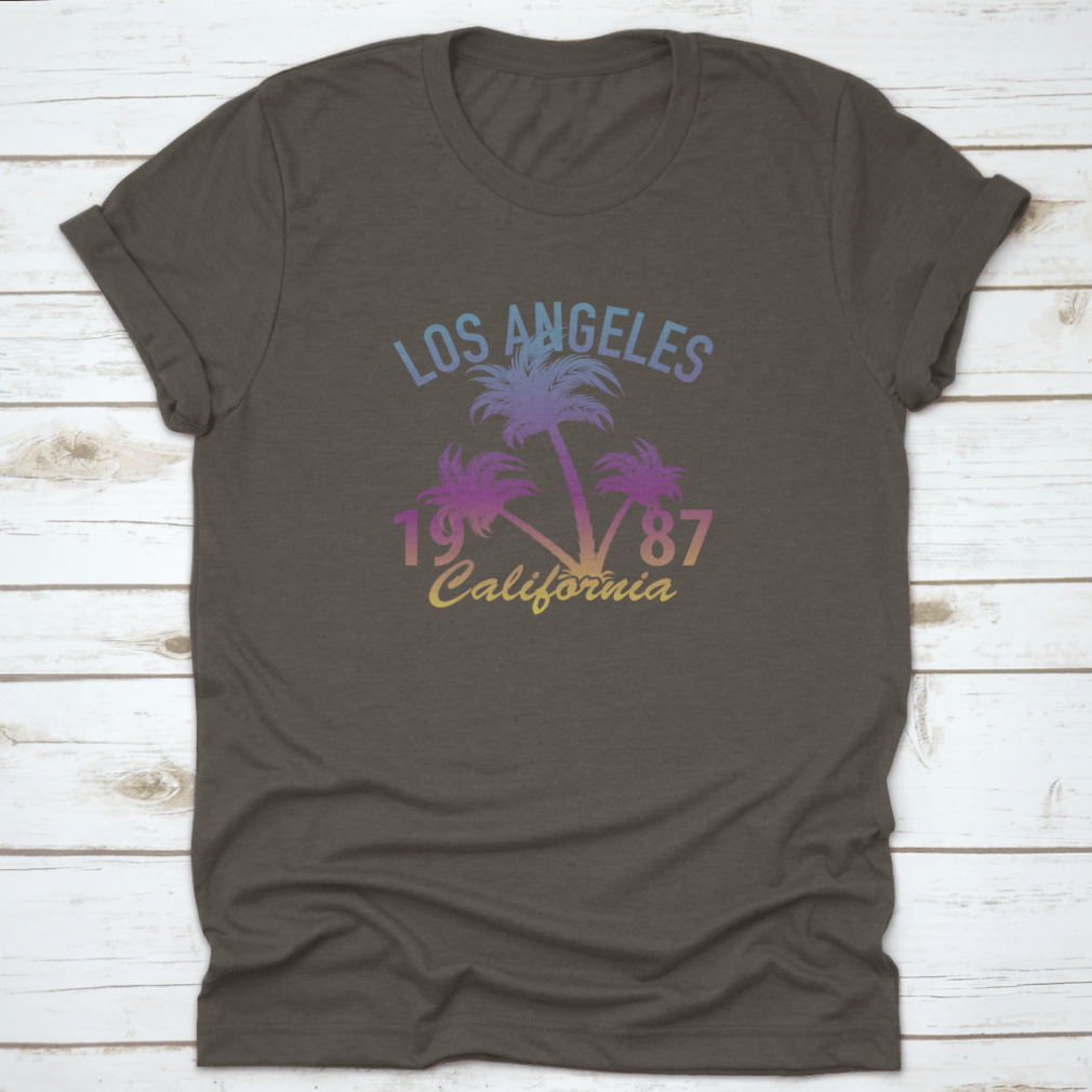 Los Angeles California Summer T-Shirt featuring vibrant graphics and a classic fit, made from 100% cotton for comfort.