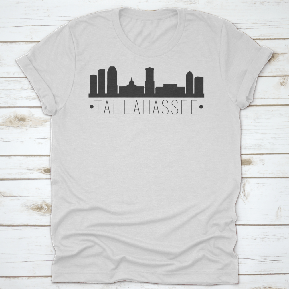 Vector design of Tallahassee Florida city skyline silhouette, showcasing iconic buildings and structures.