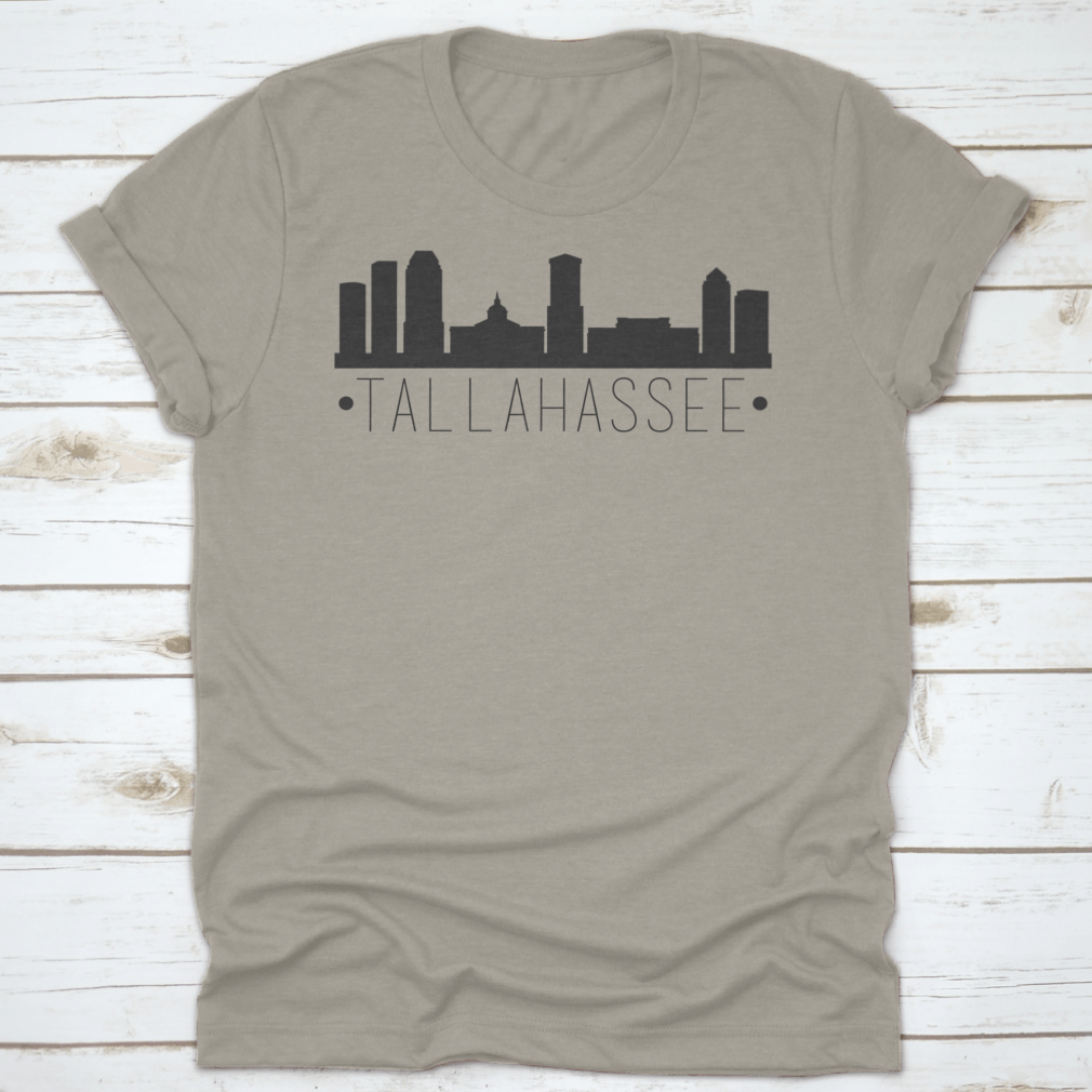 Vector design of Tallahassee Florida city skyline silhouette, showcasing iconic buildings and structures.