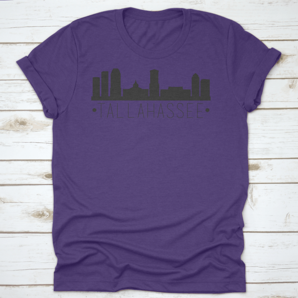Vector design of Tallahassee Florida city skyline silhouette, showcasing iconic buildings and structures.
