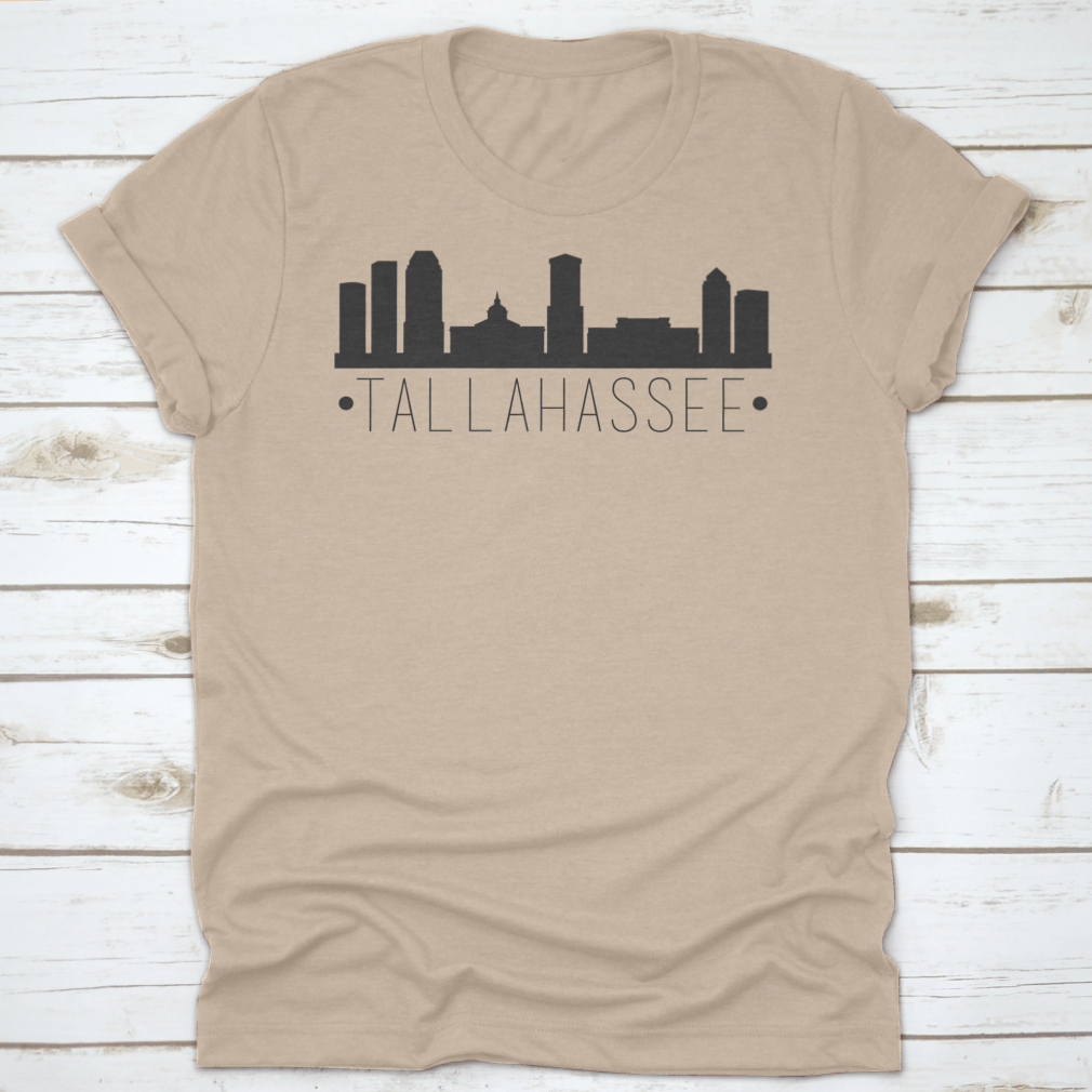 Vector design of Tallahassee Florida city skyline silhouette, showcasing iconic buildings and structures.