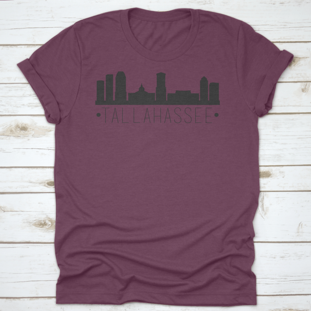 Vector design of Tallahassee Florida city skyline silhouette, showcasing iconic buildings and structures.