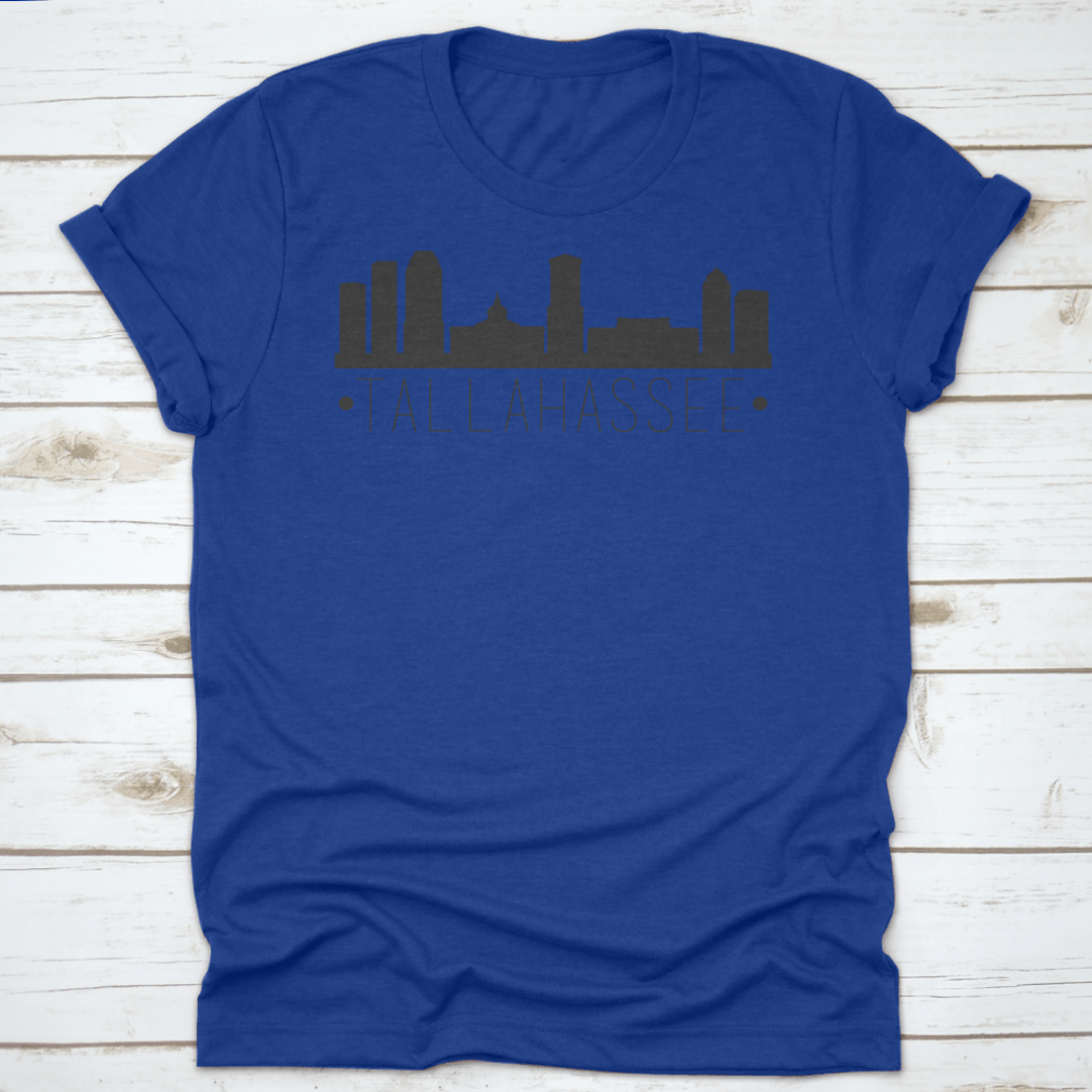 Vector design of Tallahassee Florida city skyline silhouette, showcasing iconic buildings and structures.