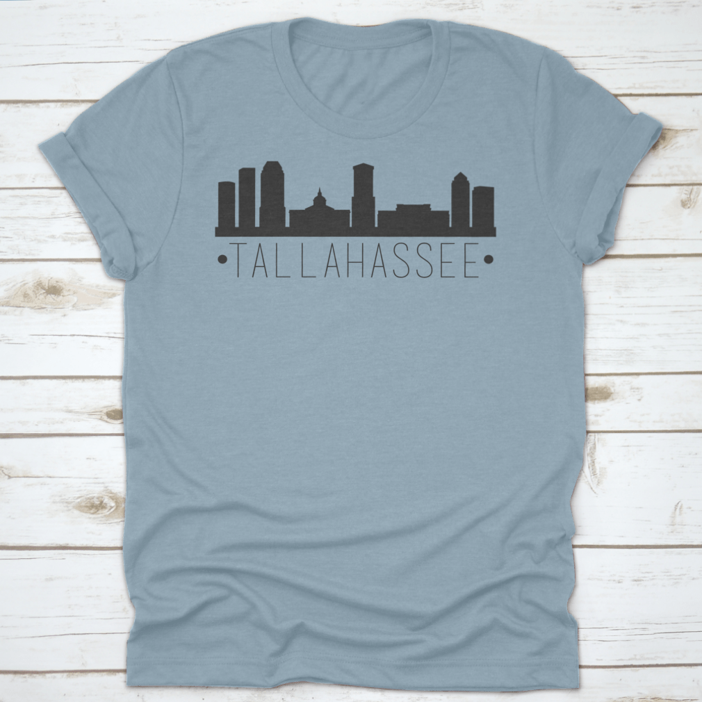 Vector design of Tallahassee Florida city skyline silhouette, showcasing iconic buildings and structures.