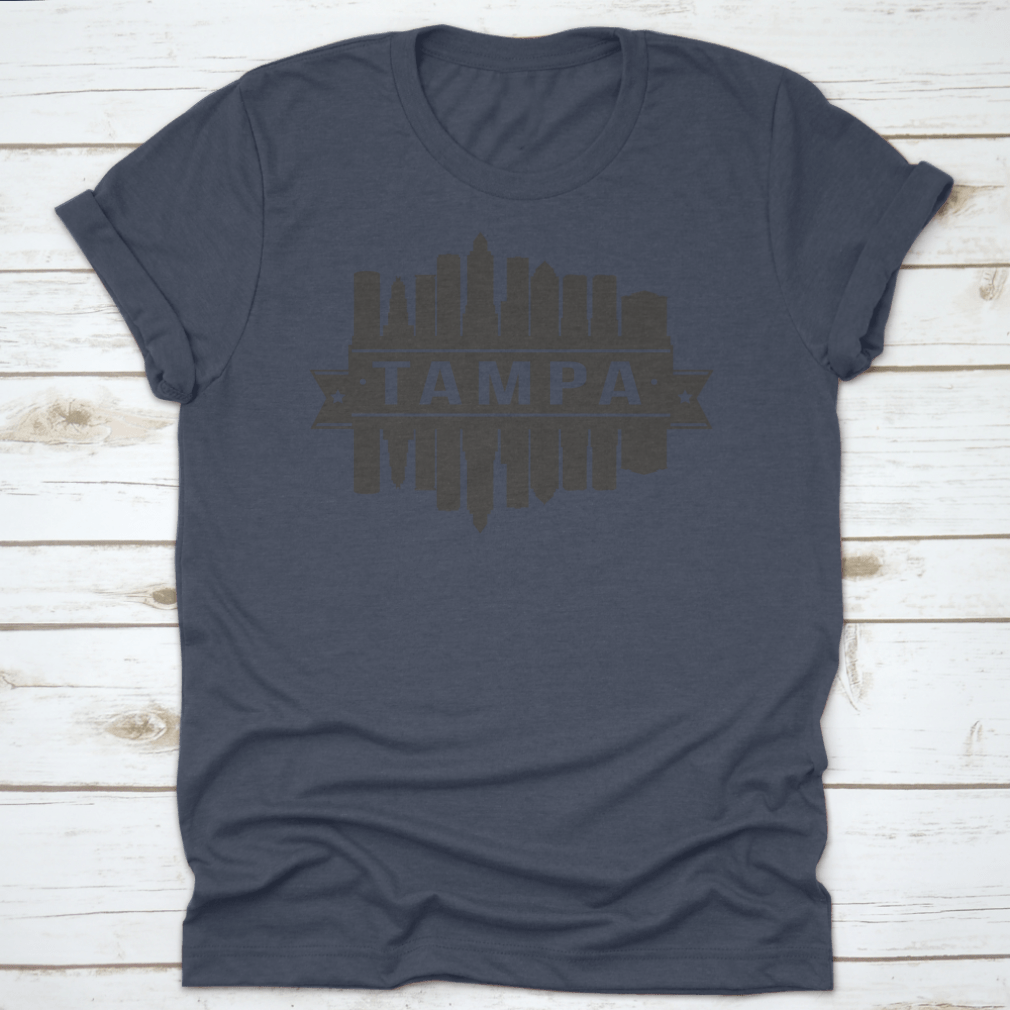 Tampa Florida skyline silhouette art stencil print showcasing iconic city buildings.