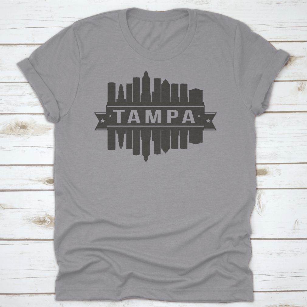 Tampa Florida skyline silhouette art stencil print showcasing iconic city buildings.