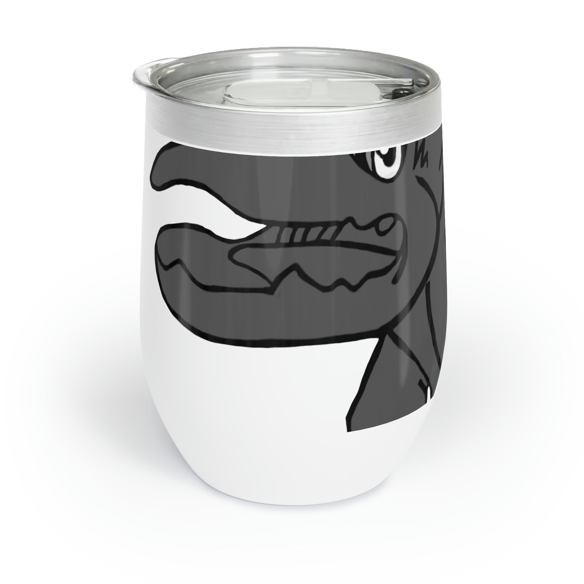 Tanktron Chill Wine Tumbler in stainless steel with customizable design, showcasing its double-insulated walls and stemless shape.