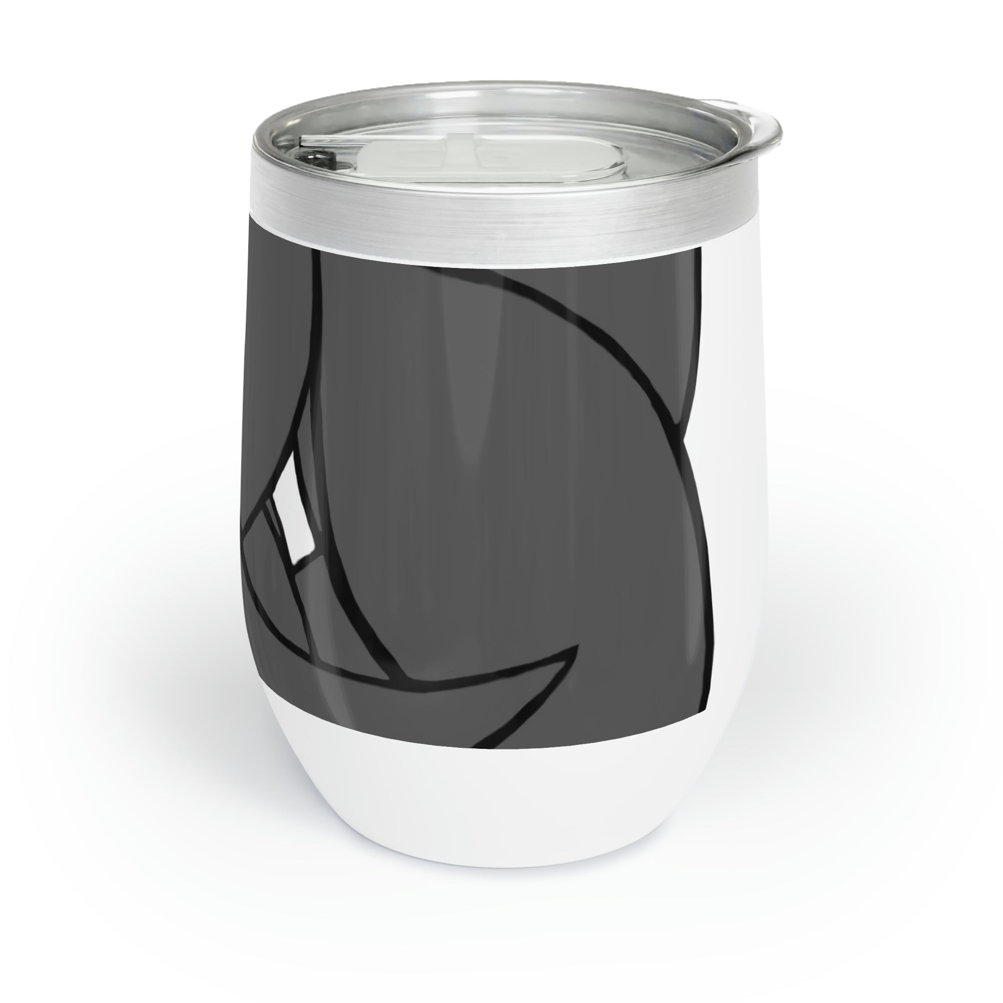 Tanktron Chill Wine Tumbler in stainless steel with customizable design, showcasing its double-insulated walls and stemless shape.