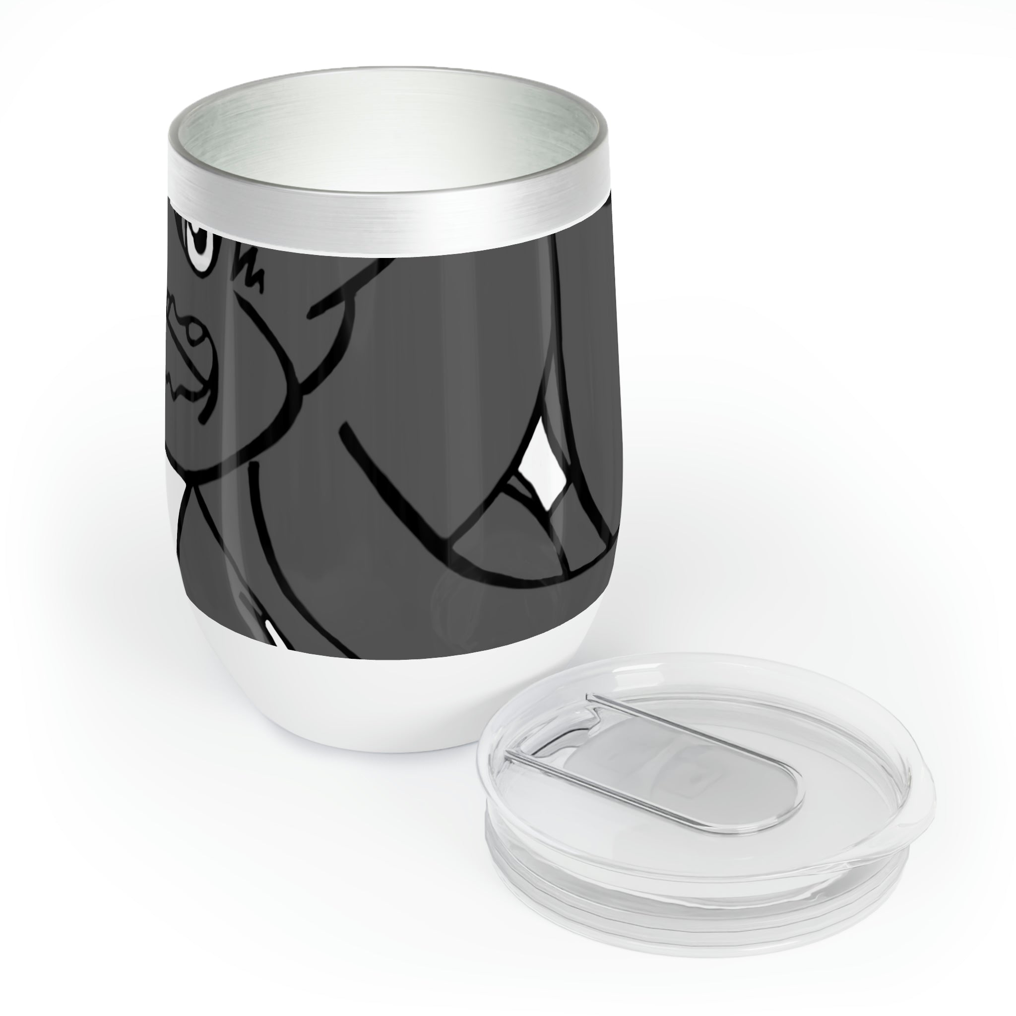 Tanktron Chill Wine Tumbler in stainless steel with customizable design, showcasing its double-insulated walls and stemless shape.