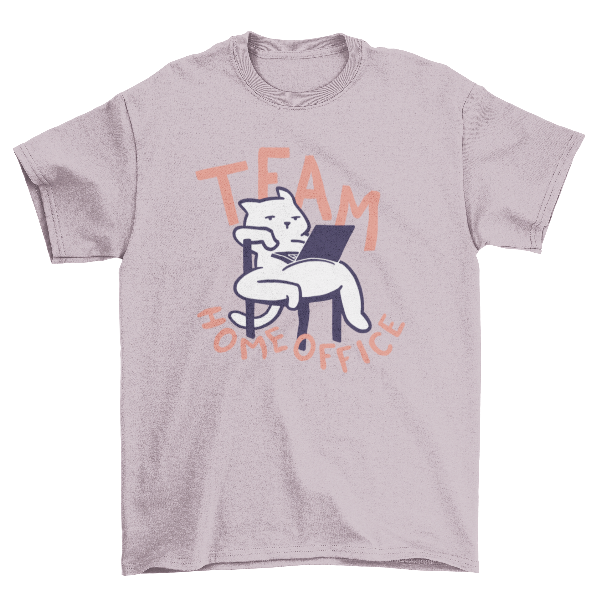 A humorous t-shirt featuring a cat with a laptop and the caption 'Team Home Office', perfect for remote workers and cat lovers.