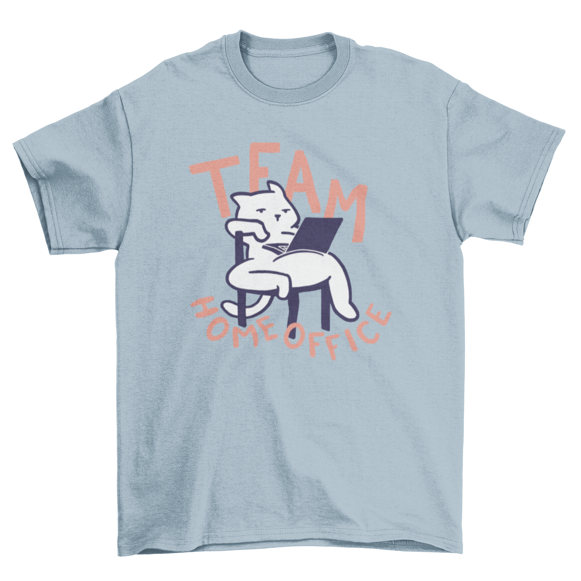 A humorous t-shirt featuring a cat with a laptop and the caption 'Team Home Office', perfect for remote workers and cat lovers.