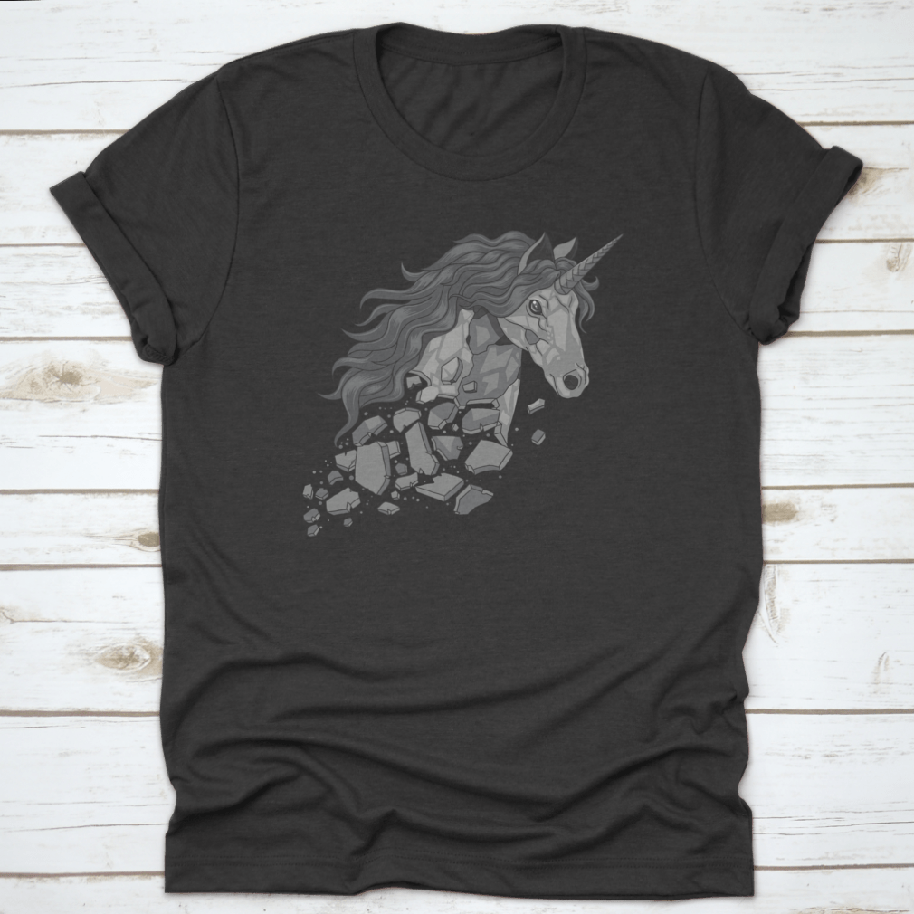 Teared And Broken Unicorn Statuet Shirt featuring a whimsical unicorn design on a soft cotton fabric.