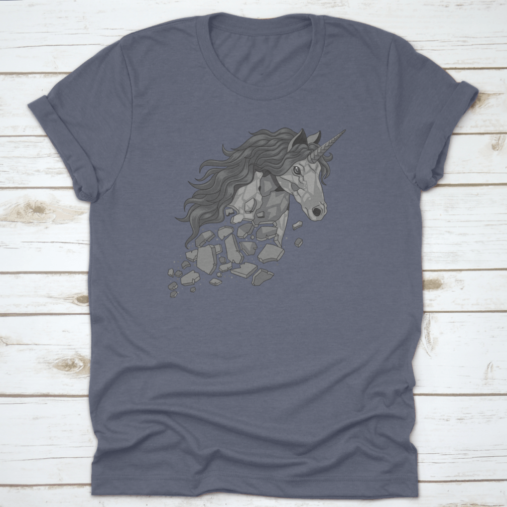 Teared And Broken Unicorn Statuet Shirt featuring a whimsical unicorn design on a soft cotton fabric.