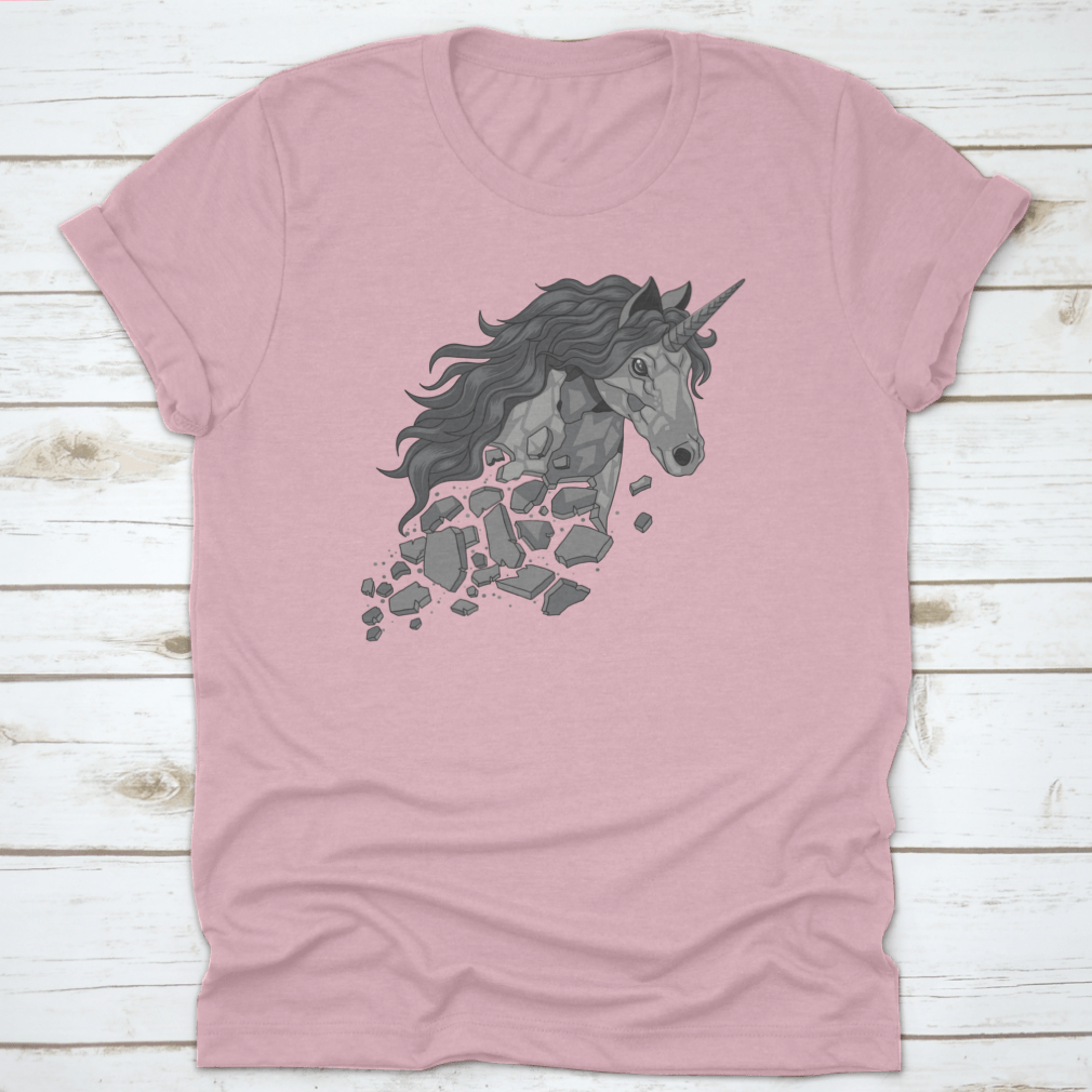Teared And Broken Unicorn Statuet Shirt featuring a whimsical unicorn design on a soft cotton fabric.