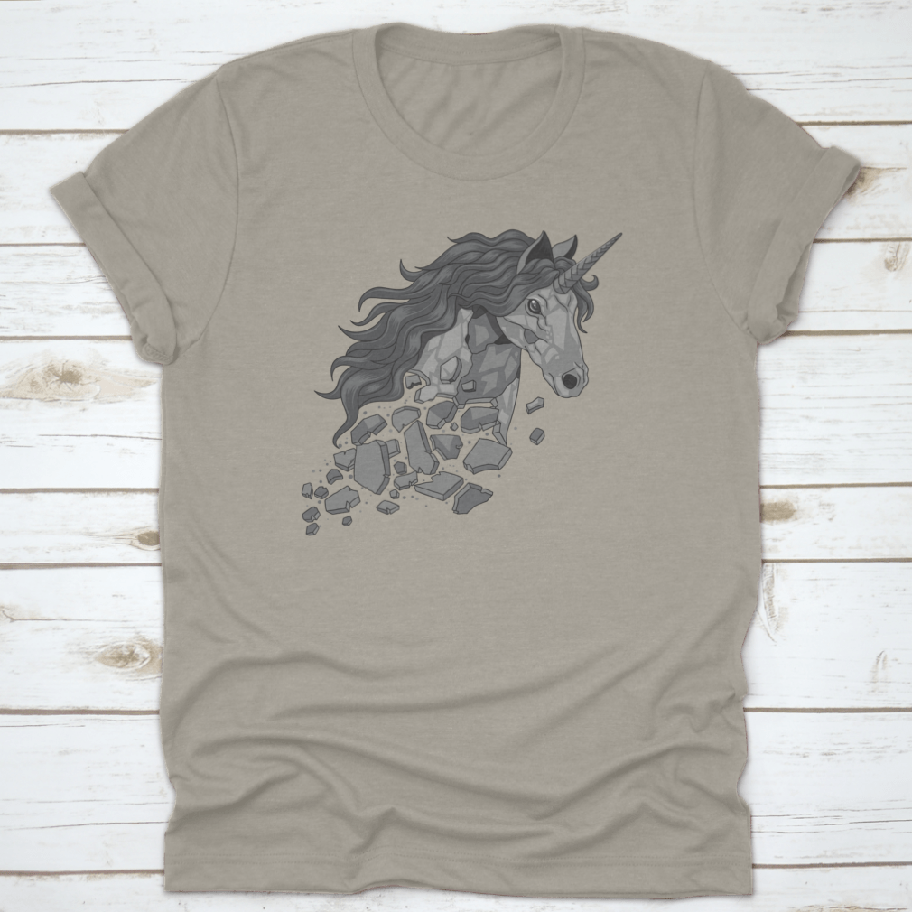 Teared And Broken Unicorn Statuet Shirt featuring a whimsical unicorn design on a soft cotton fabric.