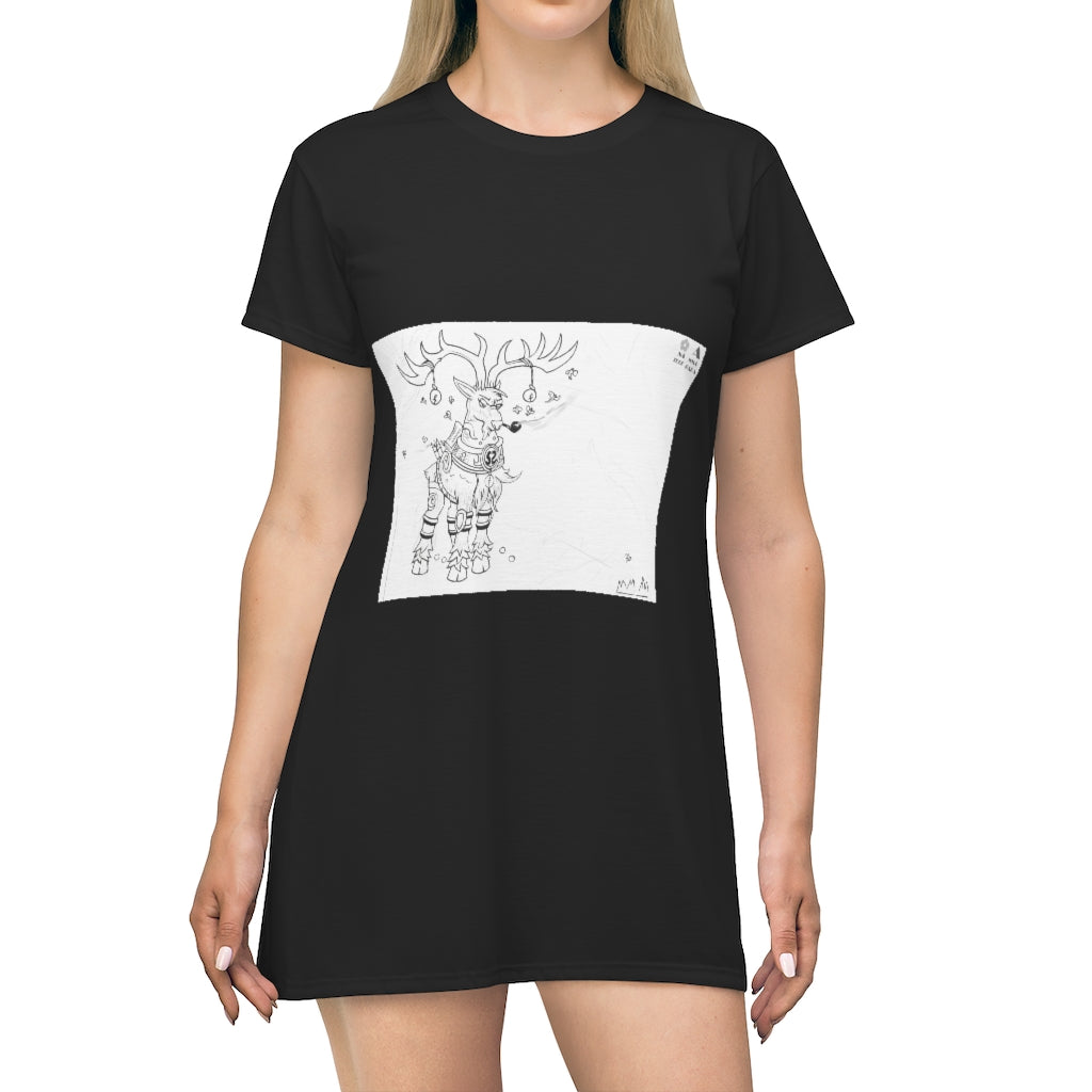 Tempus Guardian of the Harvest All Over Print T-Shirt Dress featuring vibrant prints and a comfortable fit.