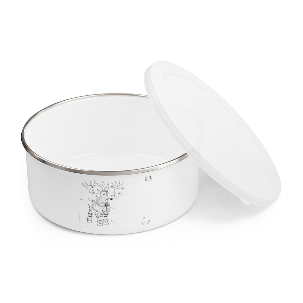 Tempus Guardian of the Harvest Enamel Bowl with translucent lid, showcasing stylish design and anti-slip backing.