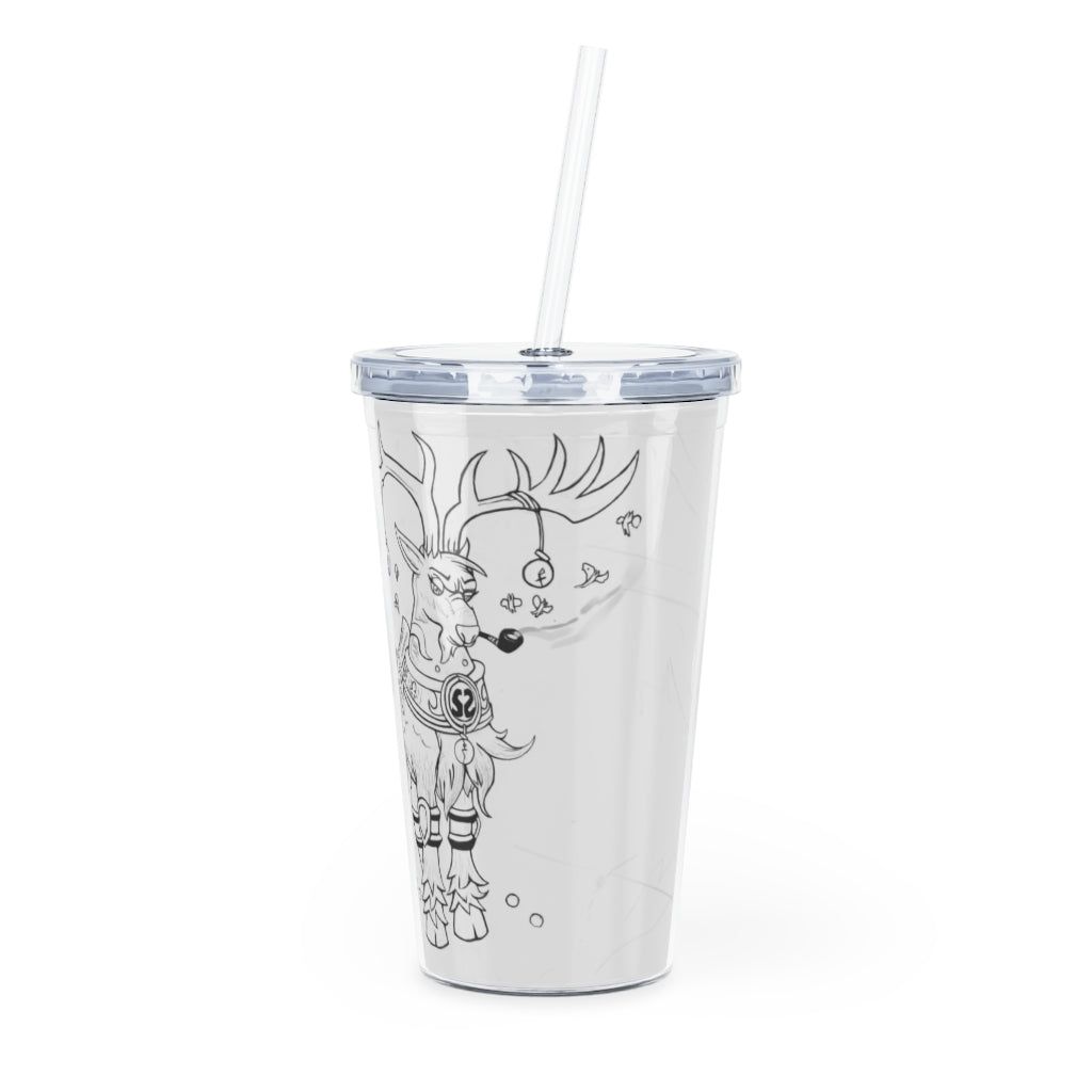 Tempus Guardian of the Harvest Plastic Tumbler with Straw, featuring a customizable design and double wall insulation.