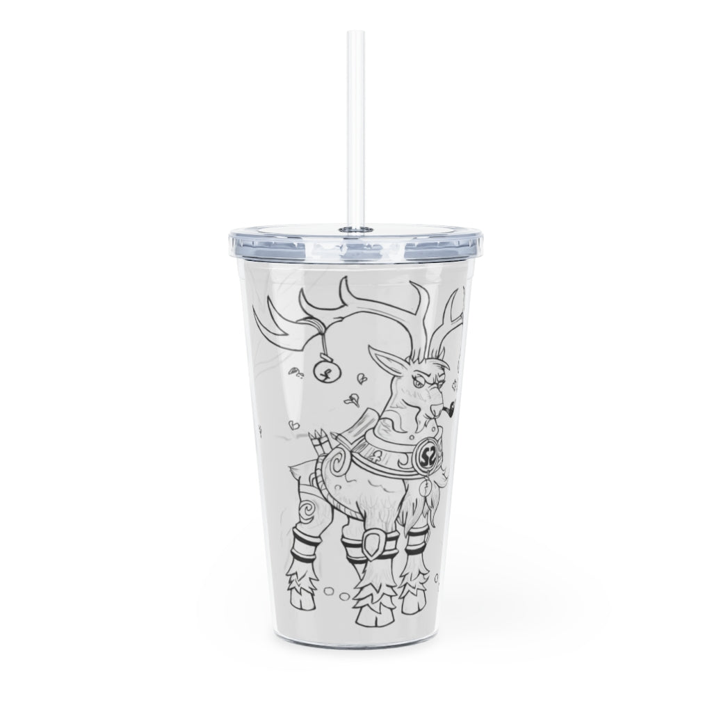 Tempus Guardian of the Harvest Plastic Tumbler with Straw, featuring a customizable design and double wall insulation.