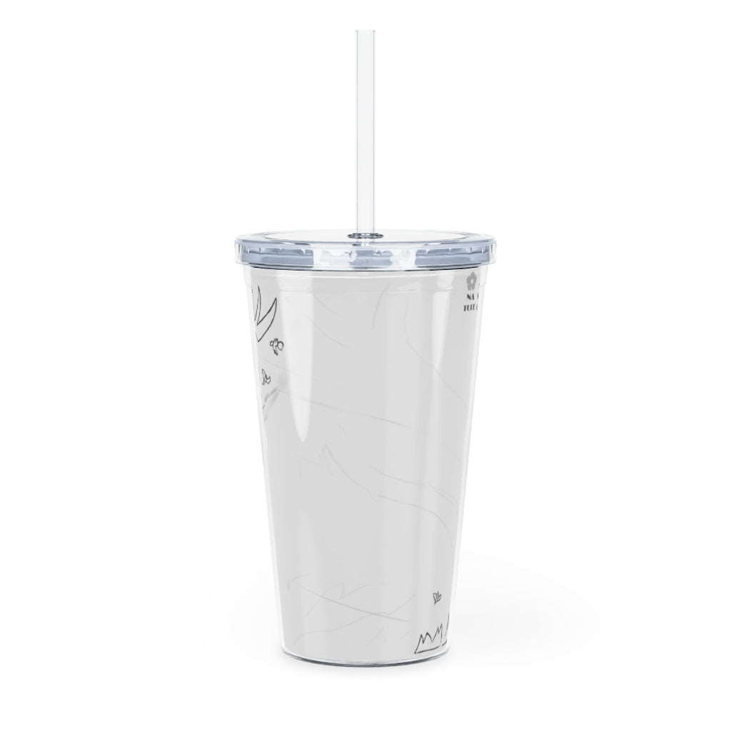 Tempus Guardian of the Harvest Plastic Tumbler with Straw, featuring a customizable design and double wall insulation.
