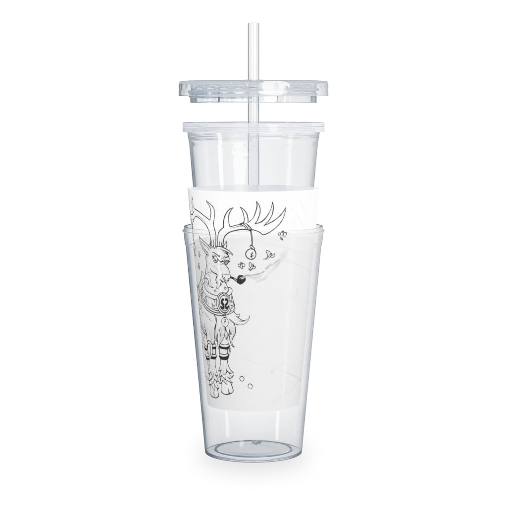 Tempus Guardian of the Harvest Plastic Tumbler with Straw, featuring a customizable design and double wall insulation.
