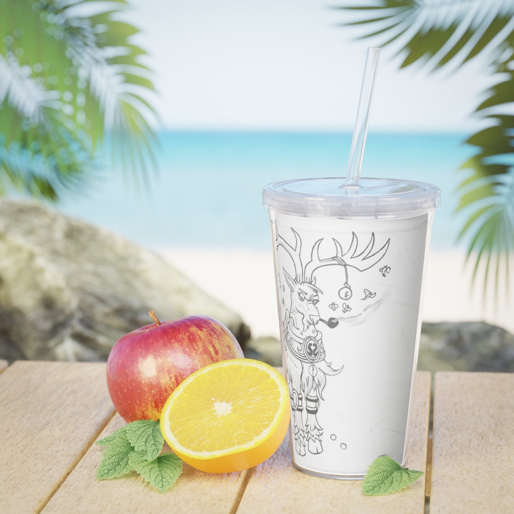 Tempus Guardian of the Harvest Plastic Tumbler with Straw, featuring a customizable design and double wall insulation.