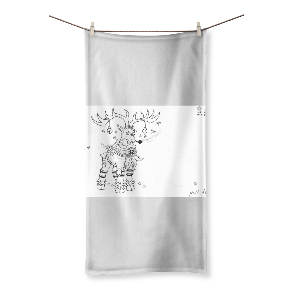 Tempus Guardian of the Harvest Sublimation All Over Towel featuring vibrant prints on one side and soft cotton backing on the other.