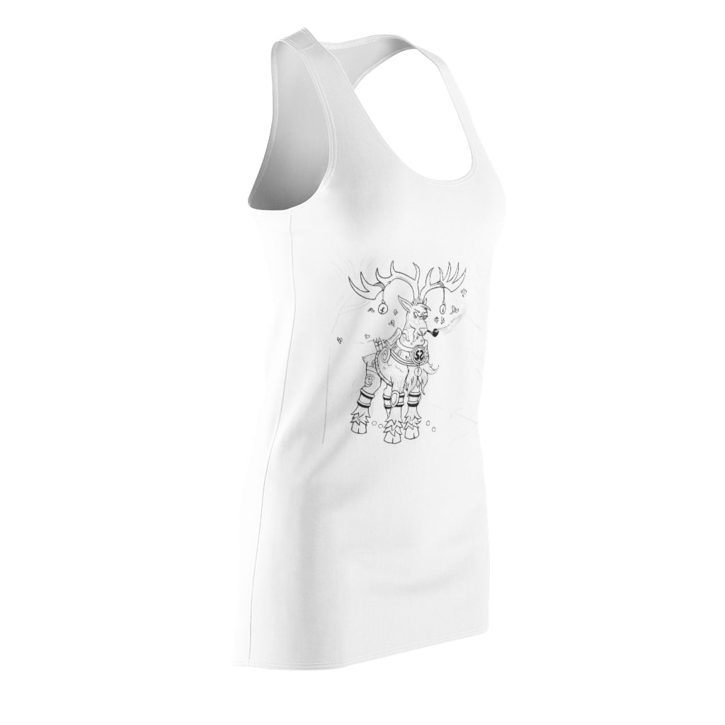 A stylish women's racerback dress featuring a vibrant print, designed for comfort and versatility, perfect for various occasions.