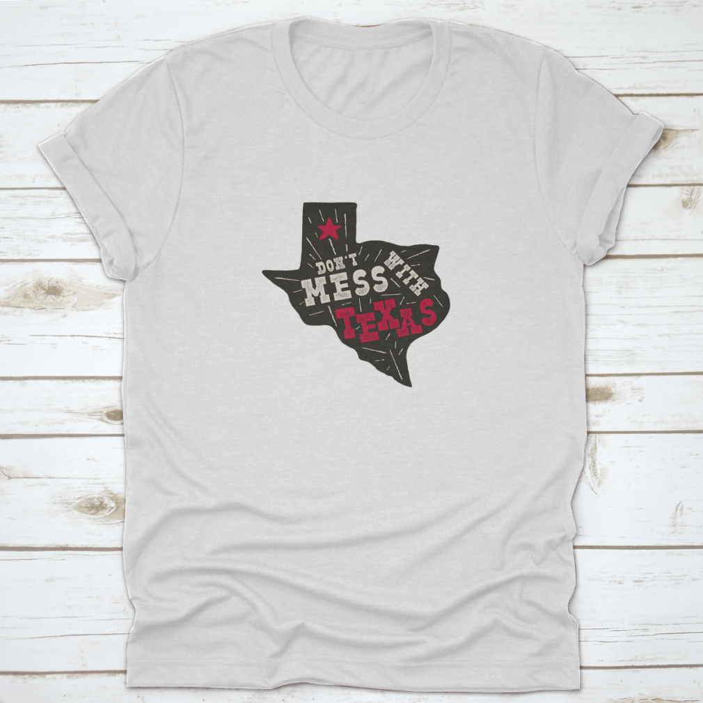 Texas State Badge shirt featuring a retro 'Don't Mess With Texas' silhouette design, made from high-quality cotton.