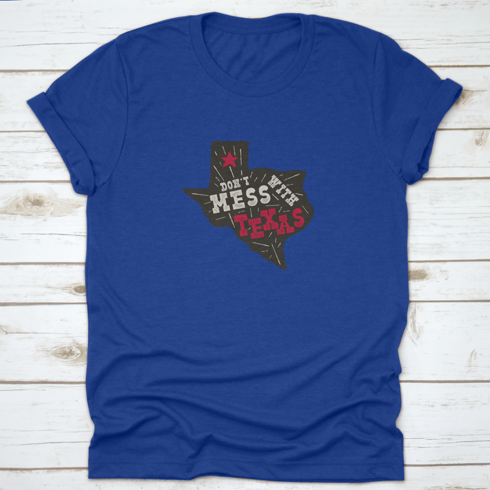 Texas State Badge shirt featuring a retro 'Don't Mess With Texas' silhouette design, made from high-quality cotton.