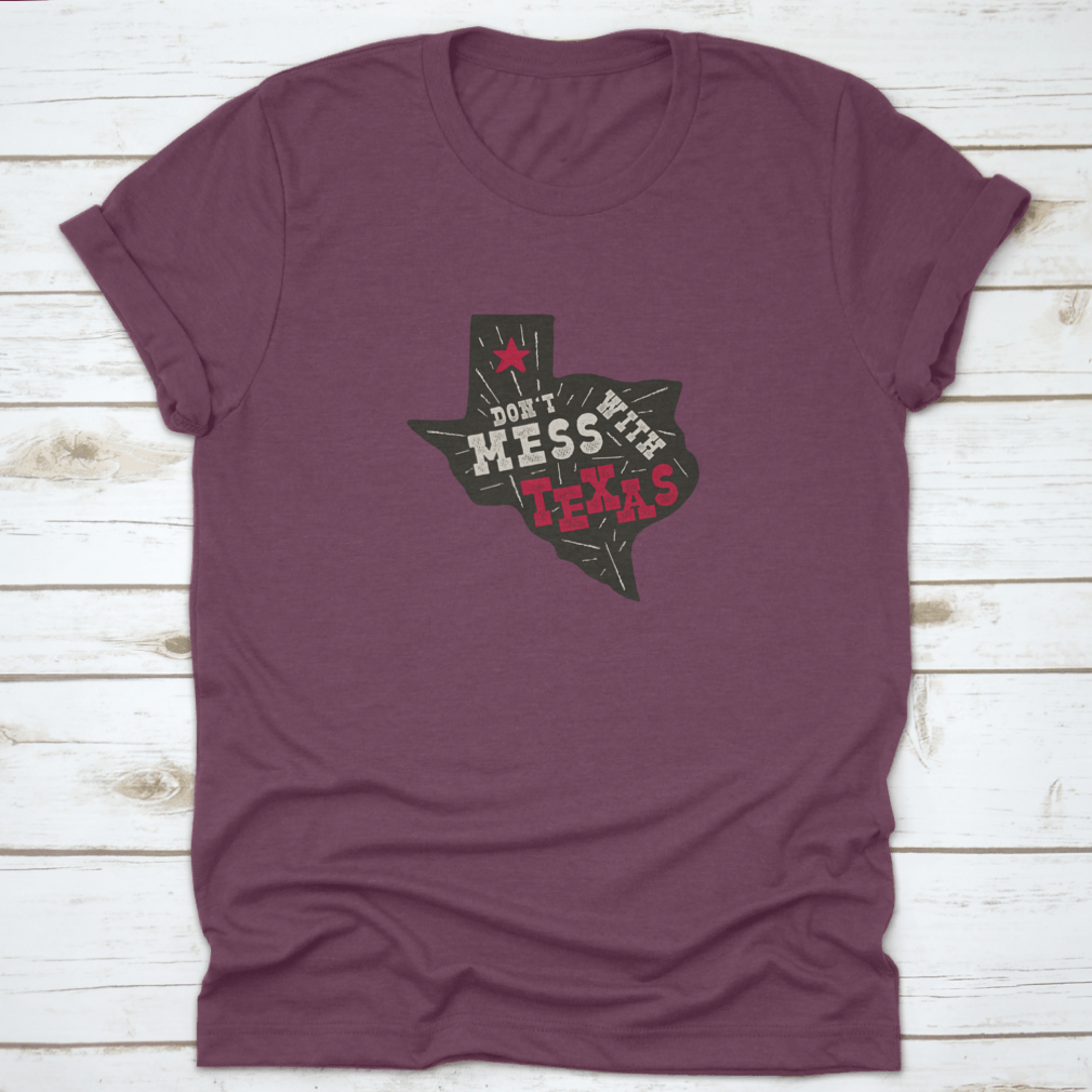Texas State Badge shirt featuring a retro 'Don't Mess With Texas' silhouette design, made from high-quality cotton.