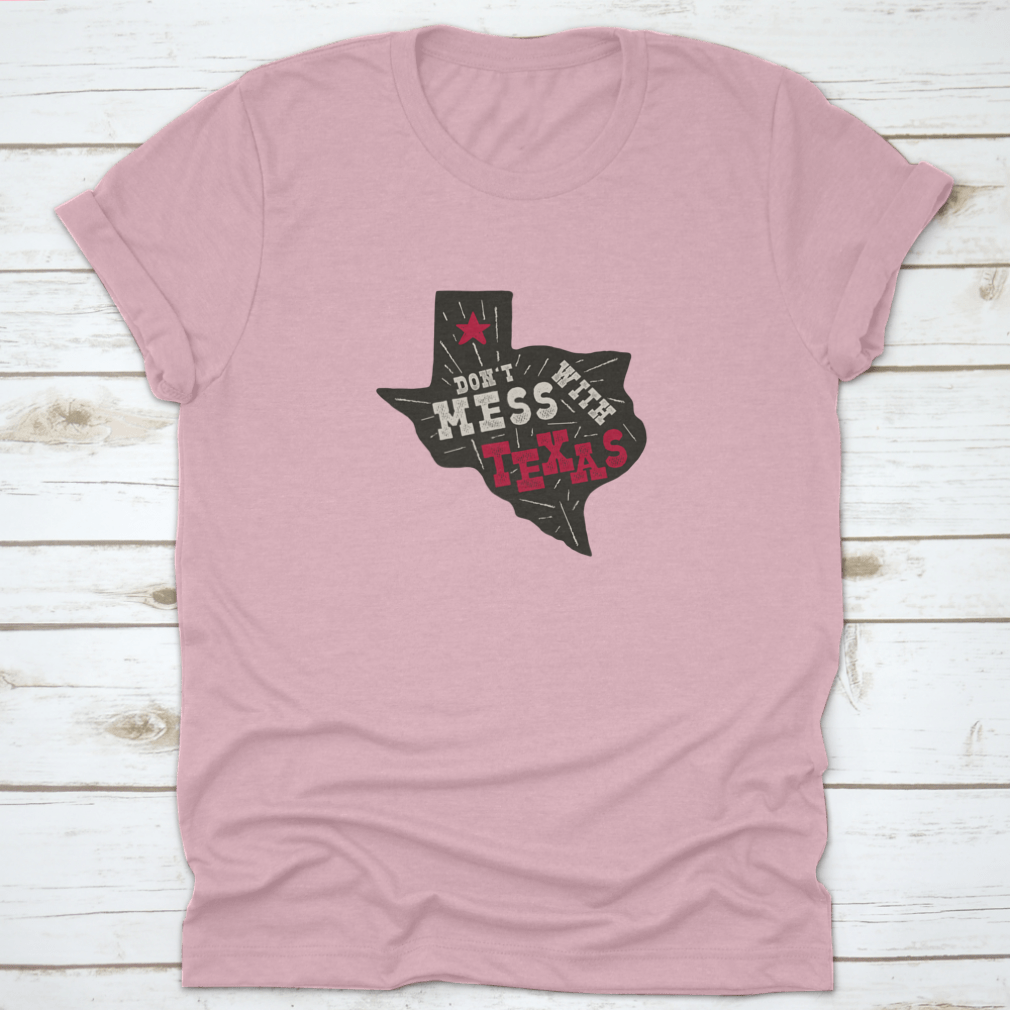 Texas State Badge shirt featuring a retro 'Don't Mess With Texas' silhouette design, made from high-quality cotton.