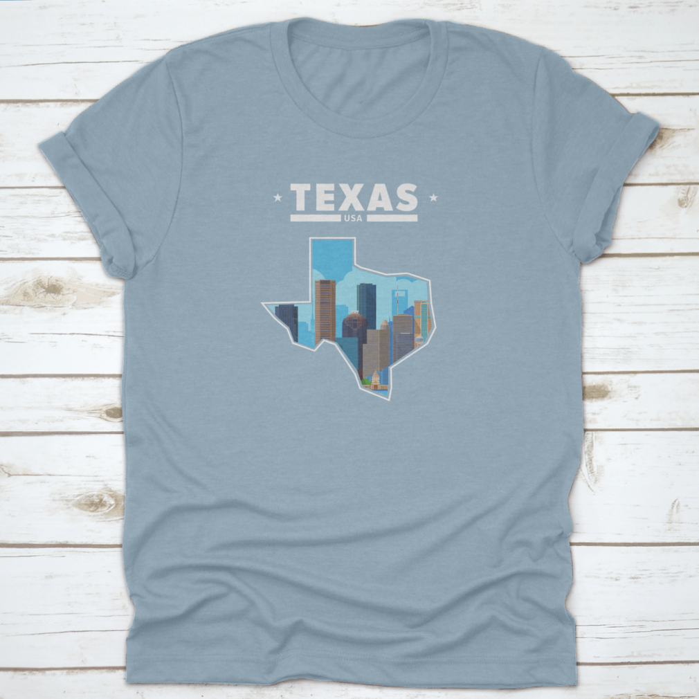 A detailed vector illustration of Texas cities including Austin, Houston, Dallas, and San Antonio, showcasing their unique landmarks and vibrant culture.