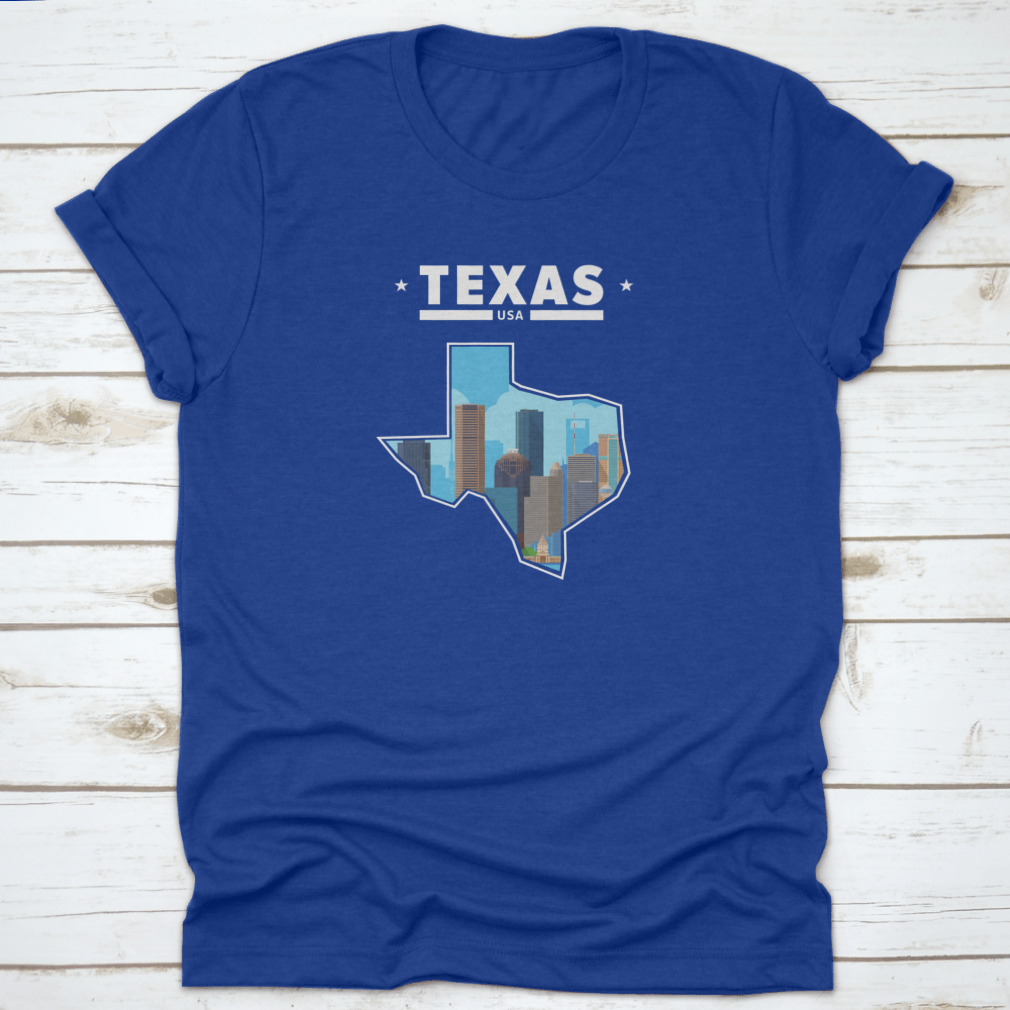 A detailed vector illustration of Texas cities including Austin, Houston, Dallas, and San Antonio, showcasing their unique landmarks and vibrant culture.