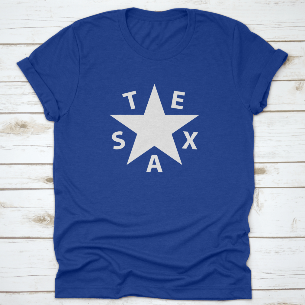 Texas With Star Simple T-Shirt on a black background, showcasing a classic design and comfortable fit.